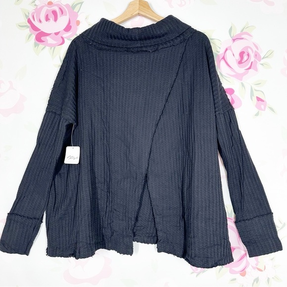 NEW Free People Juicy Thermal Black Long Sleeve Top S - Picture 8 of 12